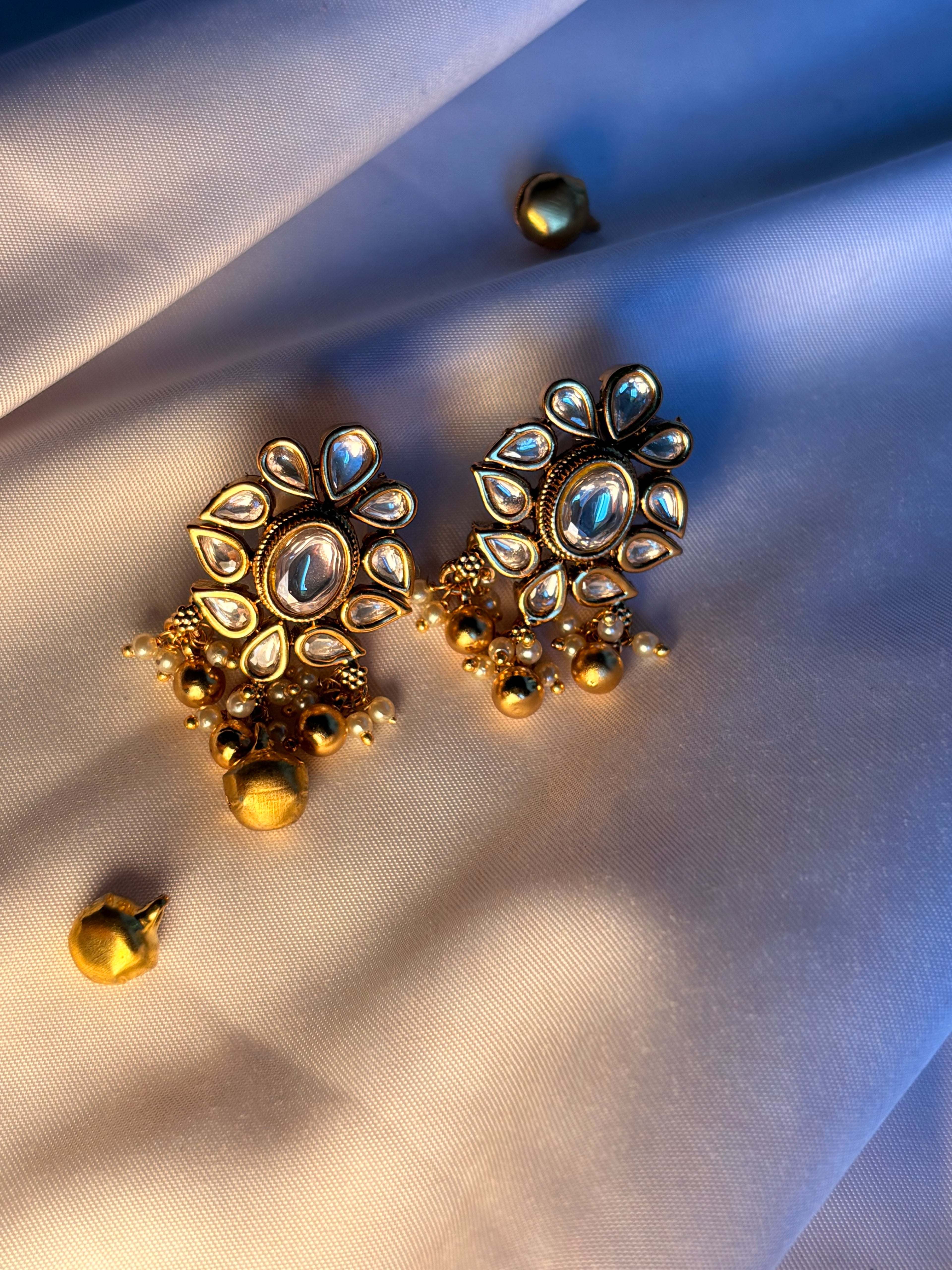 Gold Kundan Statement Earrings