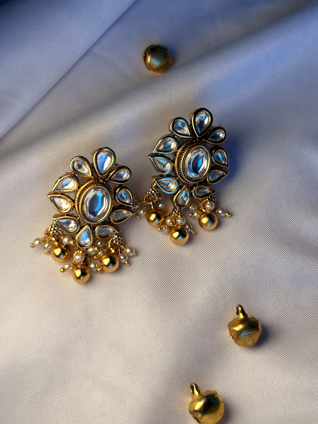 Gold Kundan Statement Earrings