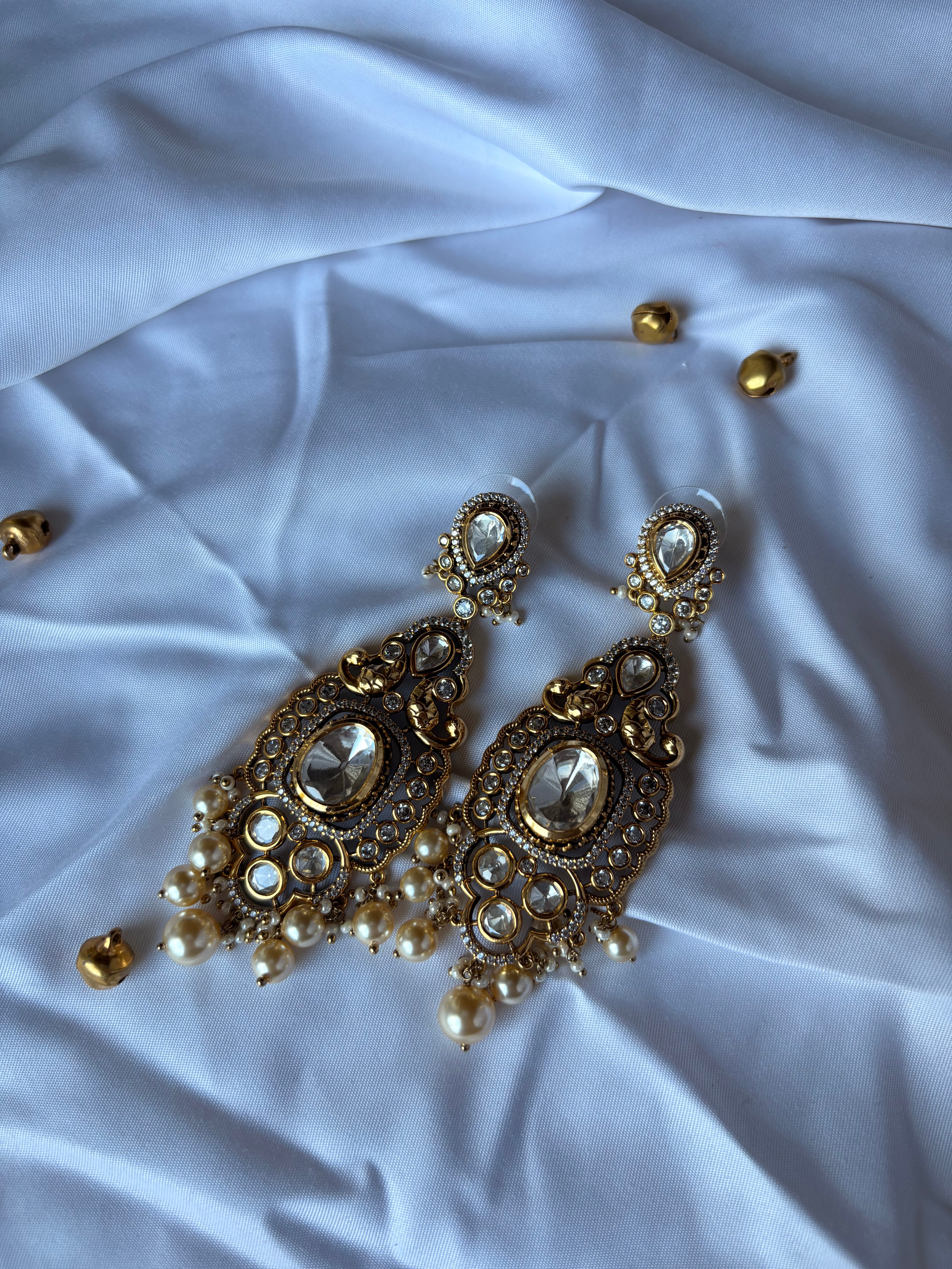 Polki stone Pearl earrings