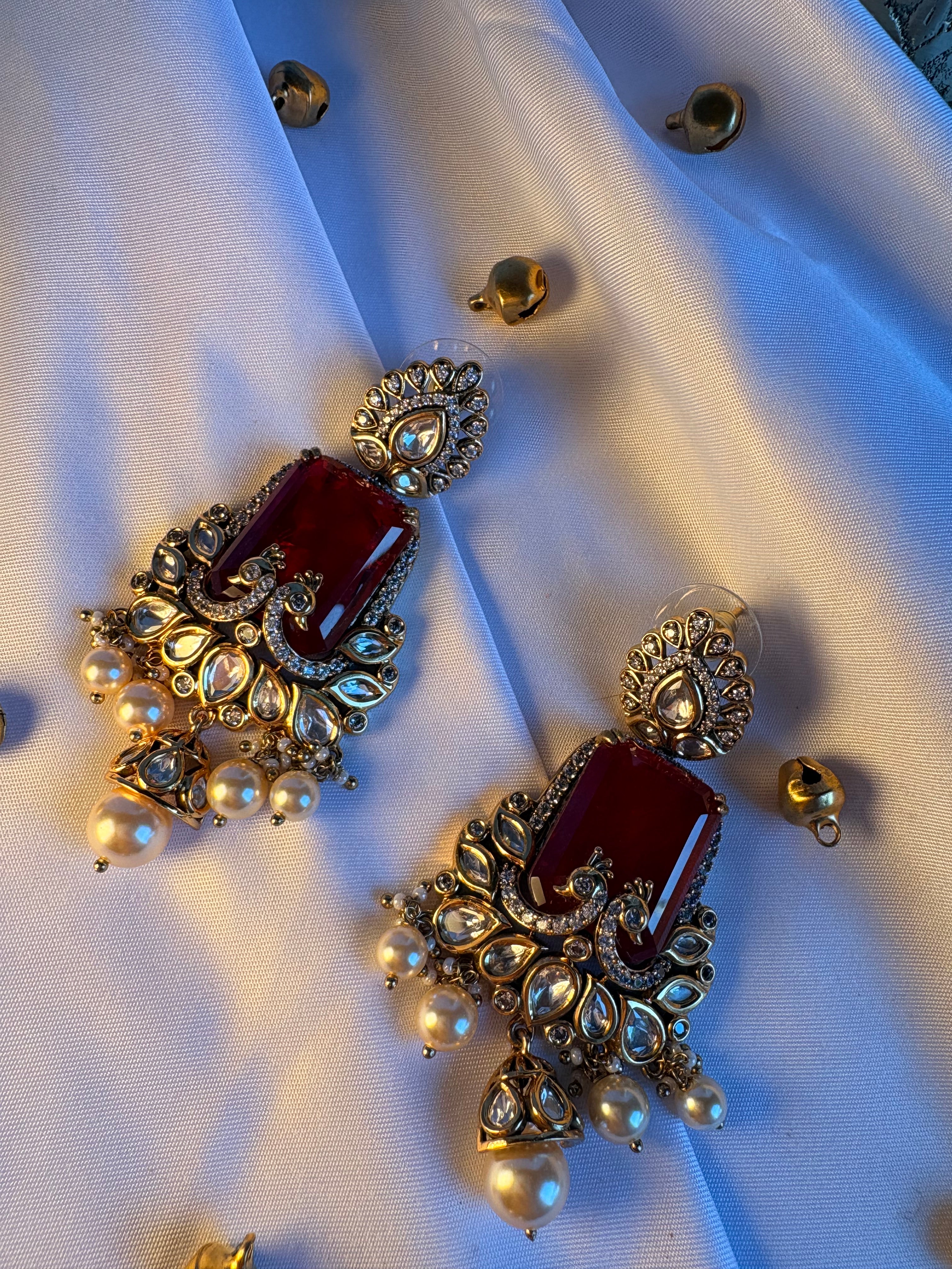Red Peacock earrings